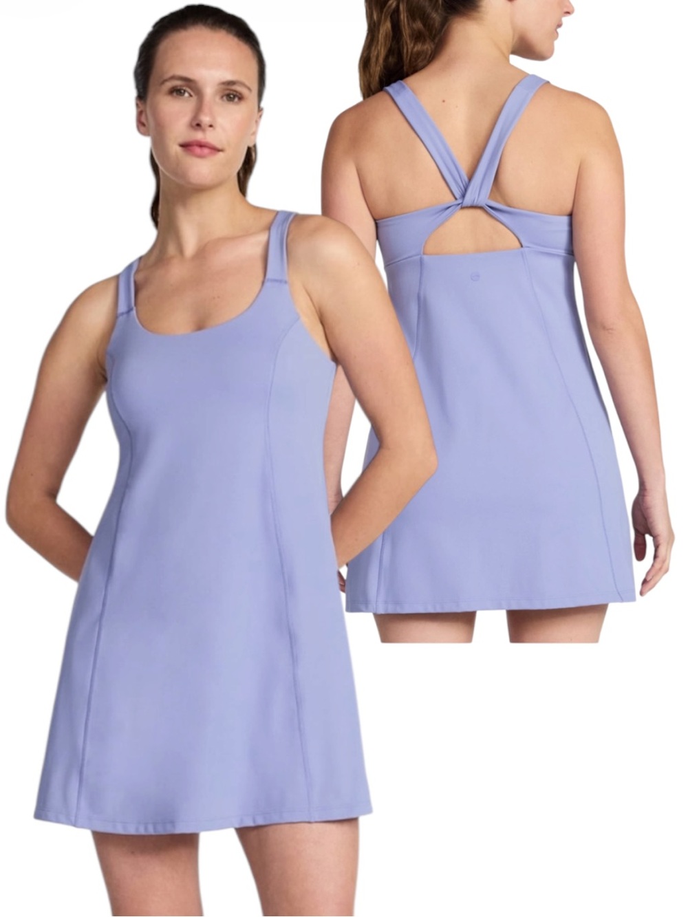 AVIA Twist Back Active Dress in Misty Lavender